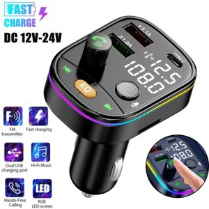 TOP-CAR-MALL Q10 Wireless FM Transmitter For Car EQ Function 7 Colors RGB LED Backlit Handsfree Calling TF/U Disk Fast Charger