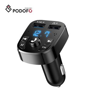 Podofo FM Transmitter Car MP3 Player BT 5.0 Wireless Handsfree 2 USB Car Charger U-disk TF Card