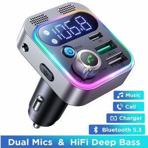 Happy World Electronics Bluetooth 5.3 FM Transmitter for Car Stronger Dual Mics Deep Bass Sound 48W PD QC3.0 Car Charger Bluetooth Adapter Mp3 Player