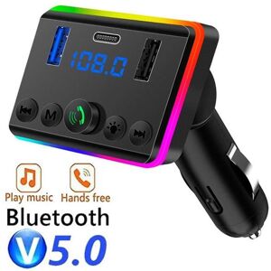 Apexcar Car Mp3 Ambient Light Bluetooth Player U Disk Music PD Charger Fast Charge Hands-Free Call Receiver FM Transmitter