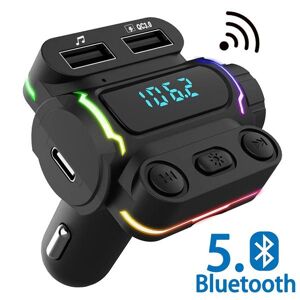 Phoenixs Car Car Kit Bluetooth 5.0 Hands Free FM Transmitter Dual USB Fast Charger MP3 Player 5V/2A Car Charger