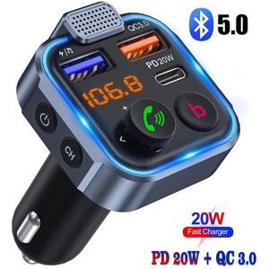 Phoenixs Car Bluetooth 5.0 Car FM Transmitter,PD 20W + QC 3.0 Louder Microphone HiFi Bass Sound Handsfree USB Radio Music Adapter Charger