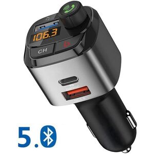 Adams Car Market Car Wireless Bluetooth 5.0 FM Transmitter, Radio Adapter, Car Charger With 3 USB Ports, Music Player Hands Free Calling