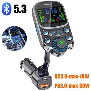 TOP-CAR-MALL Bluetooth 5.3 FM Transmitter Wireless Car MP3 Player AUX Audio Support Bluetooth Call Navigation Car QC3.0 PD3.0 Fast Charger