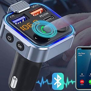 Apexcar 20W Car  PD Charger  QC 3.0 Fast Charger FM Transmitter Wireless Bluetooth 5.0 Radio Car Hands Free Mp3 Player HiFi Bass Support U Disk