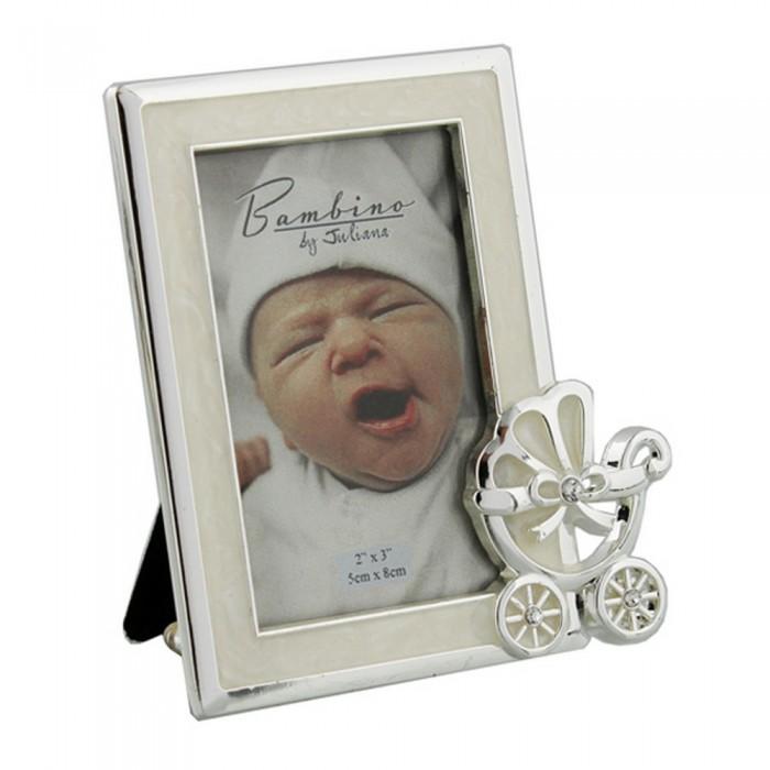 Unbranded Widdop Silver Plated Photo Frame With Pram Icon In Corner