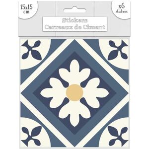 Les Trésors De Lily [R2207] - Set of 6 'Cement Tiles' stickers navy beige - 15x15 cm