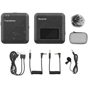 TOMTOP JMS 2.4G Mini Wireless Lavalier Microphone System Transmitter Receiver Omnidirectional Mic with Storage