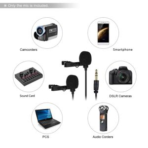 TOMTOP JMS Comica CVM-D02 Dual-head Lavalier Lapel Microphone Clip-on Omnidirectional Condenser Mic Cable