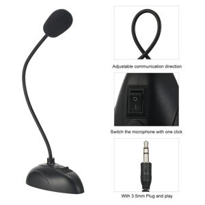 TOMTOP JMS Flexible Stand Mini Studio Speech Microphone 3.5mm Plug Gooseneck Mic Wired Microphone for Computer