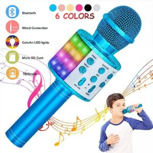 PRISMA New LED 5 Color Wireless Bluetooth Karaoke Microphone Audio Home KTV Player Children's Music Stage Toys Singing Recording Children's Gift