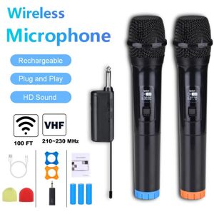 YJMP VHF Wireless Microphone Dynamic Handheld Microphones 6.35mm3.5mm Jack Karaoke Mic with Rechargeable Receiver for Wedding Party Church Club Amplifier