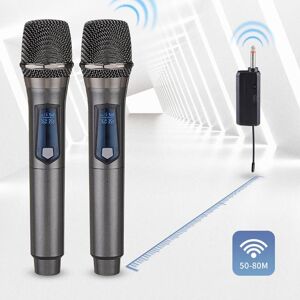 YJMP UHF Wireless Microphone Dual Handheld Dynamic Micr Karaoke Microfone with Receiver for Wedding Party Speech Church Performance Club