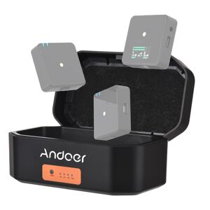 Andoer Wireless Microphone Charging Case 3-slot Charging Box Built-in 4200mAh Large Capacity