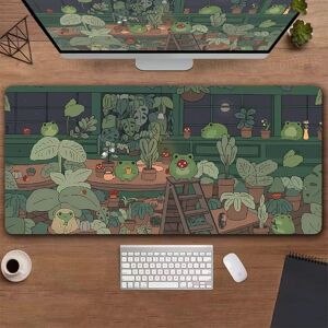 School Supplies Office Supplies 1Pc Kawaii frogs Desk Mat Large Gaming Mousepad  Cute Mouse Pad Anime Aesthetic Plant Nature Green Extended Deskmat