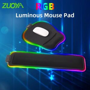 ZUOYA Mouse Pad Luminous Non-slip Slow Rebound Comfortable Touch Wear-resistant Wrist Support LED RGB Light Computer Mousepad Keyboard Cover