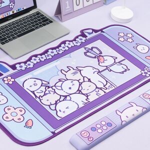 DATA FROG Kawaii Rabbit Extra Large Gamer Mousepad Anti-Slip Natural Rubber Laptop PC Gaming Mouse Mat Silicone Wrist Rest Accessories