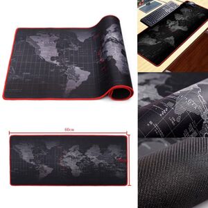 Crafts 1PC Extended World Map Gaming Mouse Pad Black Cloth Large Red Edge Rubber Office Keyboard Mat