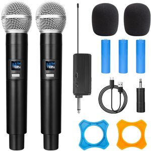 Meiteai Professional Wireless Dual Handheld Dynamic Microphone Karaoke  with Rechargeable Receiver for Stage Performance Entertainment