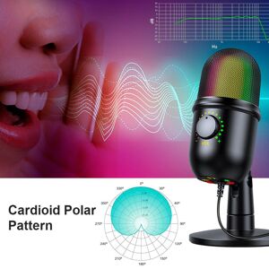 TOMTOP JMS RGB Condenser Microphone Cardioid USB Mic with Colorful Lighting Effect OneButton Mute Realtime