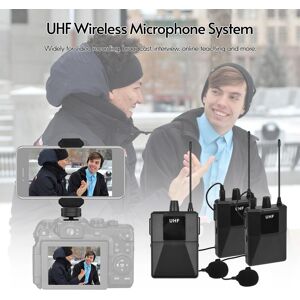 Ammoon UHF Wirless Microphone System with 2 Body-pack Lavalier Microphone Transmitters Receiver for