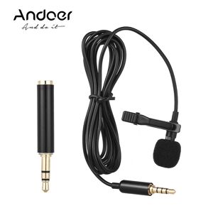 Andoer Mini Portable Clip-on Lavalier Microphone EY-510A Jack Wired Condenser Microphone for smartphone DSLR Camera and Computer
