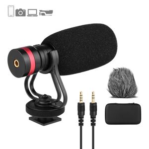 TOMTOP JMS Cardioid Directional Condenser Microphone with Anti-Shock Mount 3.5mm TRS and TRRS Audio Output