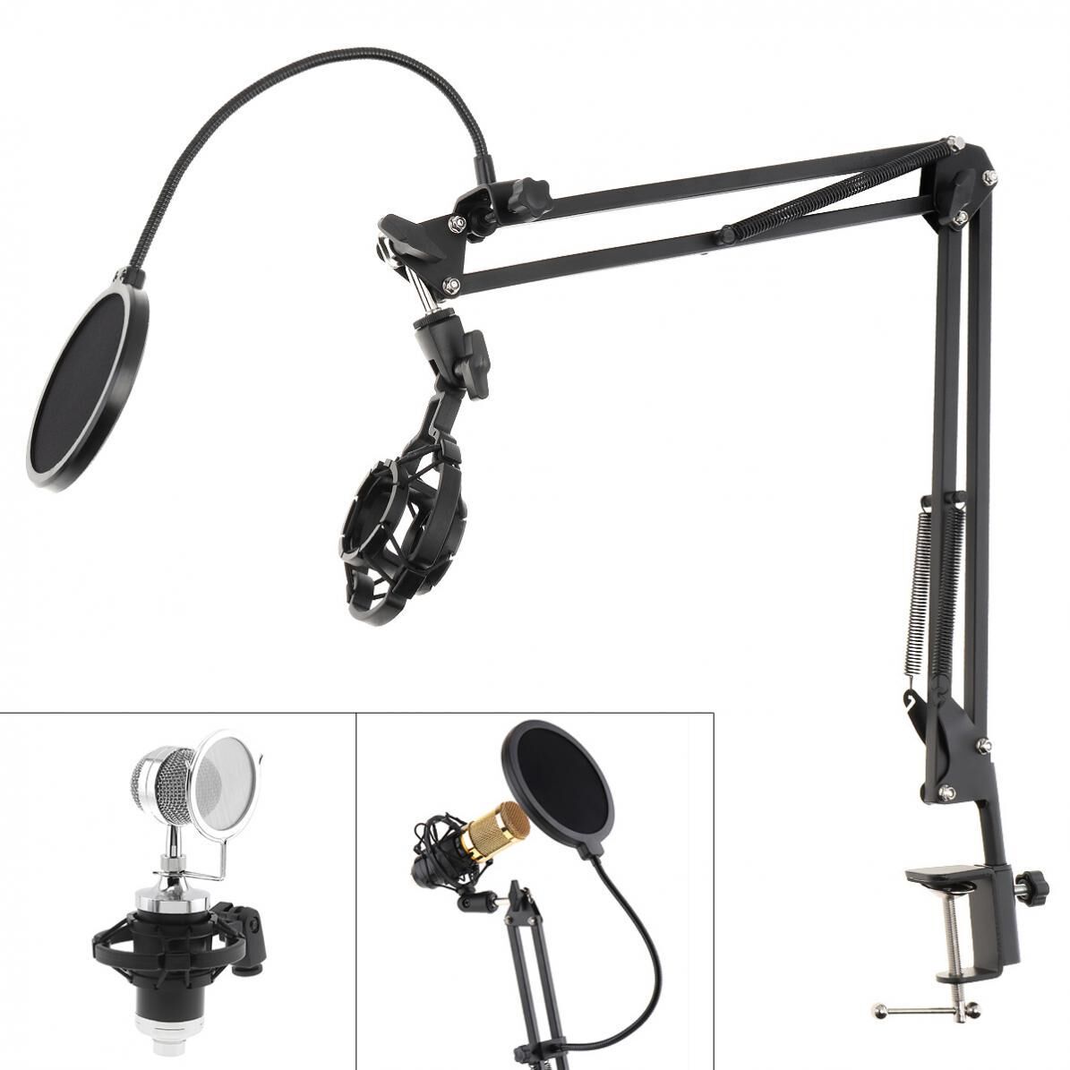 DiGiYes Multi-function Microphone Holder Bracket and Table Clip for Live Broadcast Studio Speaking Recording