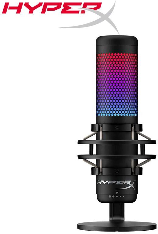 HyperX QuadCast S - RGB USB Condenser Microphone for PC,PS4,PS5 and Mac,Anti-Vibration Shock Mount,4 Polar Patterns,Pop Filter,Gain Control,Gaming Mic