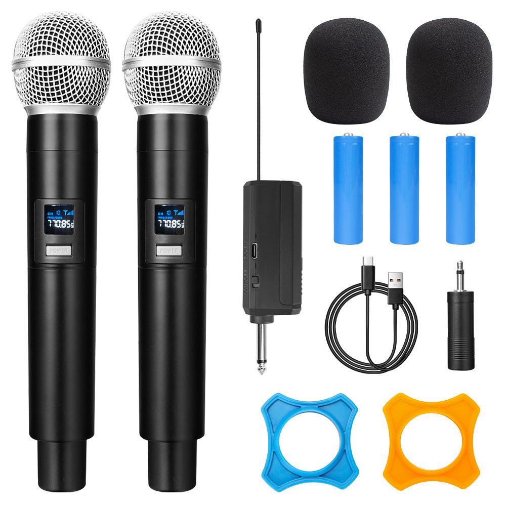 Meiteai Professional Wireless Dual Handheld Dynamic Microphone Karaoke  with Rechargeable Receiver for Stage Performance Entertainment