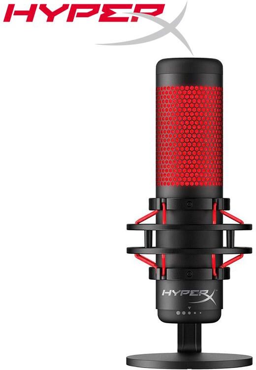 HyperX QuadCast USB Condenser Gaming Microphone,for PC,PS4, PS5 and Mac,Anti-Vibration Shock Mount,Four Polar Patterns,Pop Filter,Gain Control,Red LED