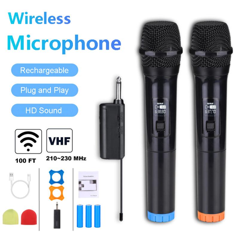 YJMP VHF Wireless Microphone Dynamic Handheld Microphones 6.35mm3.5mm Jack Karaoke Mic with Rechargeable Receiver for Wedding Party Church Club Amplifier