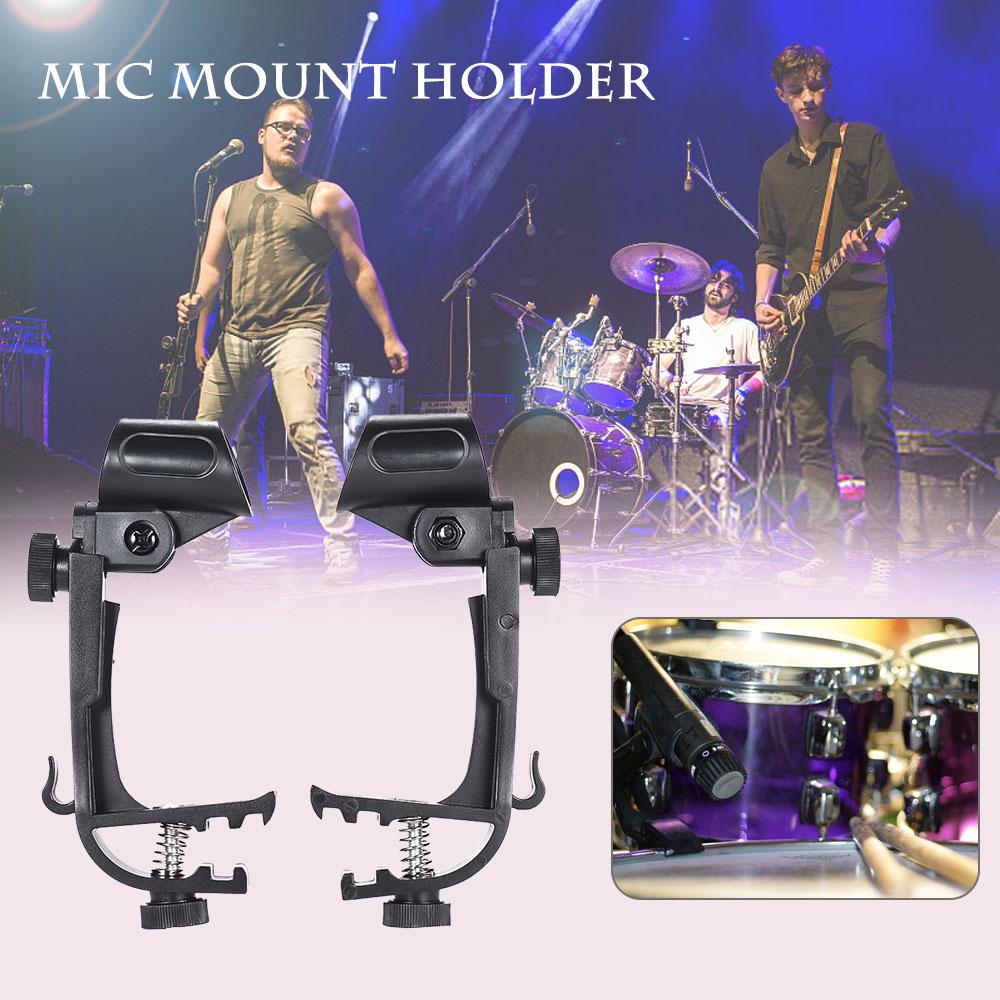 TOMTOP JMS 2pcs Clamp Clip On Drum Rim Microphone Mic Mount Holder Adjustable Shockproof