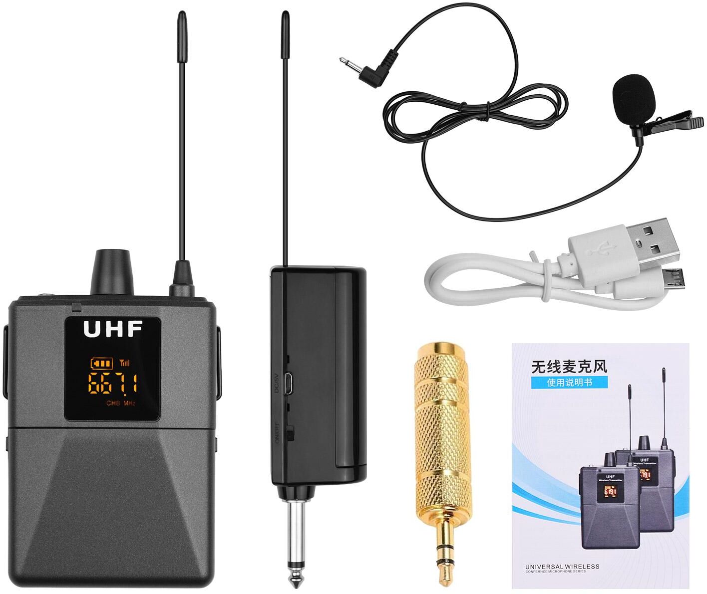 TOMTOP JMS Muslady UHF Wireless Microphone System with Lavalier Microphone Bodypack Transmitter and Receiver