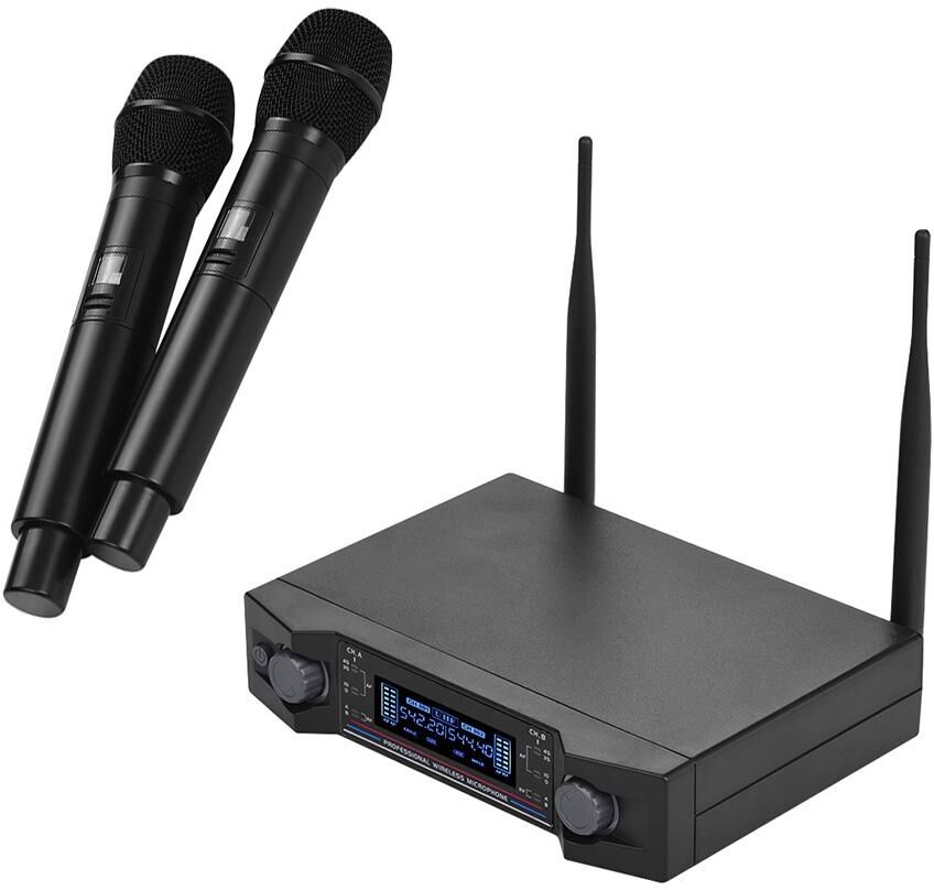 TOMTOP JMS U2 UHF Wireless Microphone System 2 Handheld Mics & 1 Receiver with LCD Display for Karaoke Home