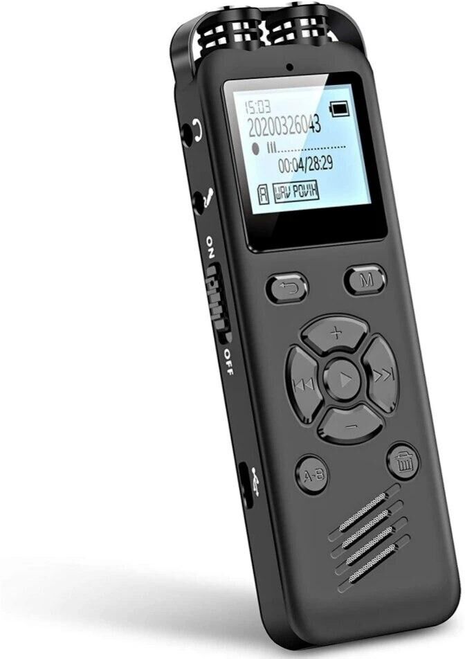 Sunnyway 16GB Digital Voice Recorder MP3 Player Upgraded Audio Recorder with Playback Support TRS 3.5mm Microphone for Lectures Meeting