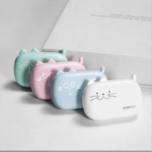MTMA Cute Multicolour Portable Mini Personality Pink Smile Cat Contact Lens Case for Women Gift Kit with Mirror Contact Lenses Box