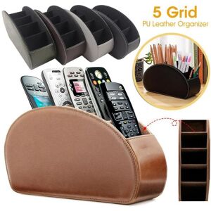 SDS003 5 Grids Remote Control Board Storage Box TV/ Air Conditioner Remote Control Holder Organizer Leather Home Desk Organizer Holder