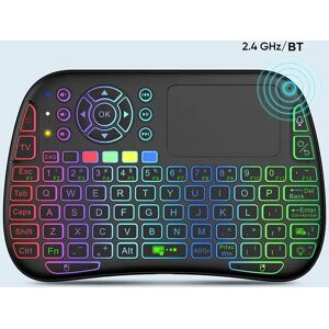 SeenDa Mini 2.4G+Bluetooth Keyboard Wireless Backlit Rechargeable Keyboard with Touchpad Air Mouse Remote for Smart TV Box Laptop