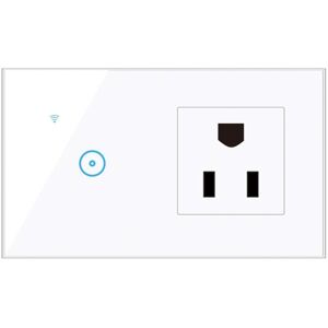 TOMTOP JMS 95-250V Wi-Fi Smart Wall Outlet with 3 Gang Touch Light Switch Smart Life APP Remote Control, Voice Control, Touch Control Compatible