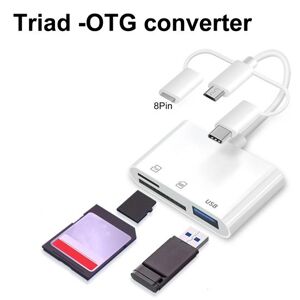 3C Accessories Exclusive Card Reader Multifunctional High Speed 3-in-1 8Pin Type-C Micro USB 3.0 SD-Card TF OTG Card Reader Host Adapter for Mobile Phone
