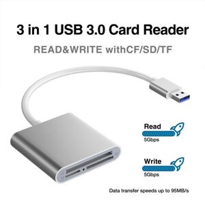 3C Accessories Exclusive USB 3.0 to CF/SD/Storage Card 3 In 1 Card Reader Plug-and-Play High-Speed Driver-free Flash Drive Disk Card Reader Adapter