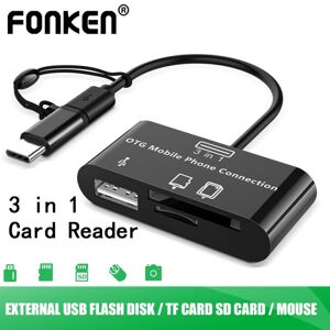 Fonken 3 in 1 Type-c Micro USB SD TF Phone OTG Card Reader Host Adapter SD Card Reader U Disk Reader Adapter For Phone Macbook Tablet