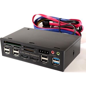 wmlike mz 5.25 inch Media Dashboard Front Panel USB 3.0 / 2.0 HUB eSATA SATA Audio Multi Card Reader for Computer Case Optical Drives Bay