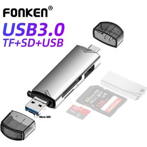 Fonken 6 In 1 Multifunction USB 3.0 Card Reader U Disk Type C/Micro USB/TF/SD Flash Drive Memory Card Reading Adapter Phone Accessories