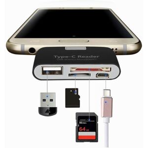 Beauty Decor Multifunctional Smart 4 In 1 Laptop PC Durable Phone TF Micro SD With Micro USB Charge Port USB 3.1 Universal Type C Adapter OTG Card Reader