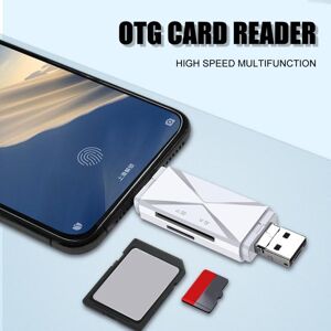 3C Accessories Exclusive 4 in 1 USB 2.0 High Speed 2 Slots OTG TF Card Reader Adapter for Phone