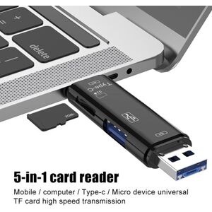 3C Accessories Exclusive 5 in 1 USB 3.0 Type-C Micro OTG TF Micro Security Digital Card Reader Adapter