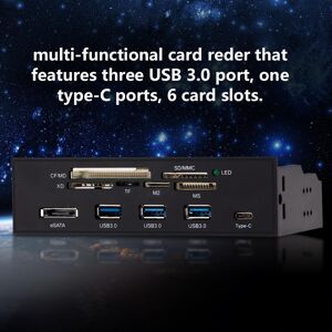 TOMTOP JMS STW 5.25" Card Reader Media Dashboard PC Front Panel Type-C USB 3.1 USB 3.0