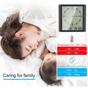 TOMTOP JMS Digital Multifunctional Thermo-Hygrometer Thermometer & Hygrometer & Square Clock Minimalist Wall